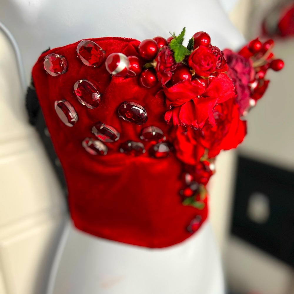 Vintage Red Velvet Corset